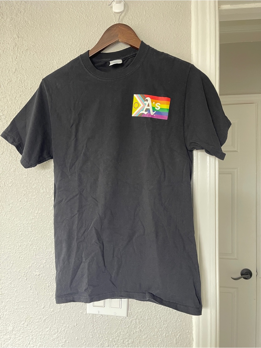 Oakland Athletics Pride Month 2023 T Shirt Black Rainbow LGBTQ Adult Small